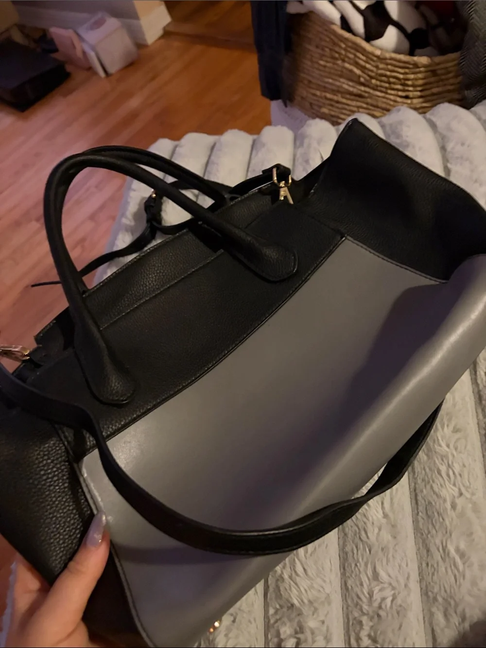 A New Day Two-Tone Gray and Black Women’s Satchel